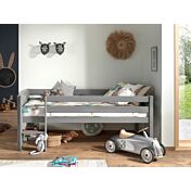 Lettino per bambini con scaletta, Bianco laccato