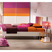 Letti 140x200 moderni, letto con dettaglio in testata, finitura Bianco luce