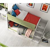 Letto a castello scontato in finitura Grigio dorian, Oliva e Rovere bianco