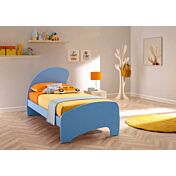 Letto singolo Alfie con testata e pediera Moretti Compact, finitura Cielo