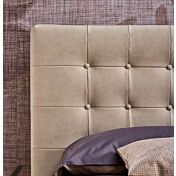 Letto matrimoniale Anima in ecopelle Crema con testata lavorata