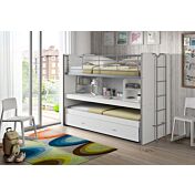 Letto castello con scrivania, 3 posti, disponibile in 7 colori