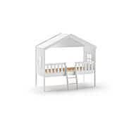 Letto a casetta con finestre per bambini, bianco laccato