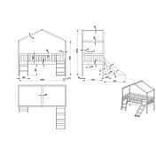 Letto a casetta con scivolo per bambini, finitura Bianco laccato