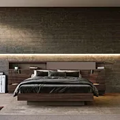 Letto matrimoniale contenitore, Bronzo e Noce moro, L.300