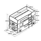 Lettino castello design bus londinese, Rosso, Grigio e Nero, a prezzo scontato