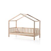 Letto montessoriano pino massello, design a casetta, disponibili 3 finiture