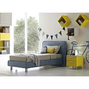 Letto singolo ragazzo, finitura in tessuto Blu opale