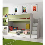 Letto a castello scontato in finitura Grigio dorian, Oliva e Rovere bianco