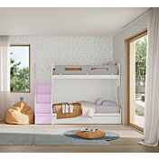 Letto 3 posti a castello, finitura Rovere bianco