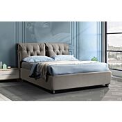 Letto matrimoniale con cuscini e swarovski, finitura tessuto Grigio