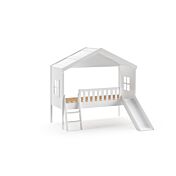 Letto a casetta con scivolo e finestre, scontato del 70%