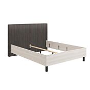 letto con testata imbottita grigia