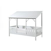 Letto montessoriano singolo con tetto, finitura Bianco laccato