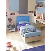 Letto singolo contenitore Zen Moretti Compact, tessuto VL 17 e Crema laccato