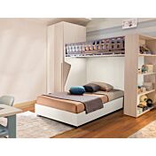 Letto sommier piazza e mezza con ruote, finitura Corda Zenzero Shop