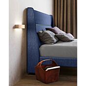 Letto matrimoniale king size, tessuto Denim con inserto finitura Petrolio