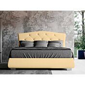 Letto matrimoniale testata retrofinita, ecopelle Panna con swarovsky 