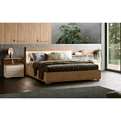 Letto matrimoniale con luce led, Noce biondo e Orzo