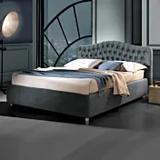 letto grigio in ecopelle con swaroski