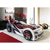 Letto singolo a macchina per bambini, finitura Bianco laccato