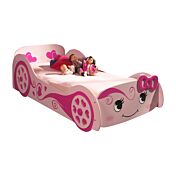 Letto per bambine design macchina, finitura Rosa laccato