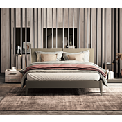 Letto matrimoniale con alloggiamento posteriore, finitura Moka e Papyrus