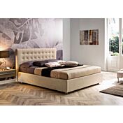 Letto matrimoniale Anima in ecopelle Crema con testata lavorata