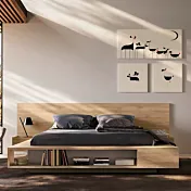 Letto matrimoniale con librerie integrate, , 160x190, Noce biondo e Bronzo