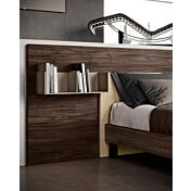 Moderno letto matrimoniale in finitura noce moro con inserto tessuto crema