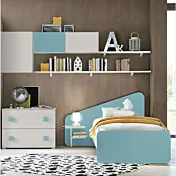 letto singolo celeste