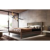 Letto matrimoniale in legno, Noce Moro con inserto Graniglia scura