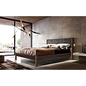 Letto matrimoniale in legno, Noce Moro con inserto Graniglia scura