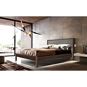 Letto matrimoniale in legno, Noce Moro con inserto Graniglia scura