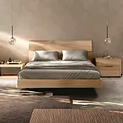 Letto matrimoniale moderno, Noce biondo, 160x190