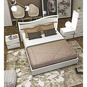 Camera da letto completa, finitura Olmo Bianco con dettagli Grigio Fango