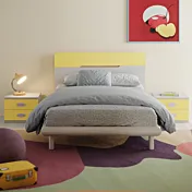 Letto una piazza e mezza, L.128 H.90, Cenere wood e Giallo Zenzero Shop