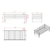 Divano letto con secondo letto estraibile in legno massello, Bianco e Pino naturale
