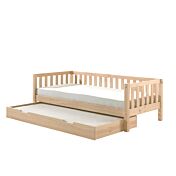 Divano letto pino massello con secondo estraibile, disponibile in due colorazioni