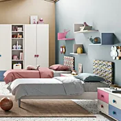 Letto singolo con testata imbottita colorata