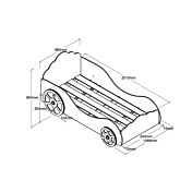 Letto principessa per bambine design macchina, finitura Rosa laccato
