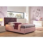 Letto da 1 piazza e mezza Cross Moretti Compact in tessuto Flamingo e Viola mirto