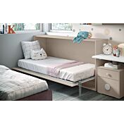 Letto salvaspazio orizzontale in finitura Tortora