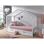 Letto montessoriano bambini design a casetta, Bianco laccato