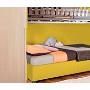 Letto sommier piazza e mezza con ruote, finitura Giallo senape