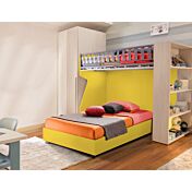 Letto sommier piazza e mezza con ruote, finitura Giallo senape Zenzero Shop