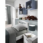 Cameretta shabby 01 con armadio, letto e comodino, finitura Bianco frassinato