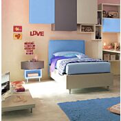 Letto singolo contenitore Zen Moretti Compact, tessuto VL 17 e Crema laccato