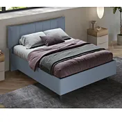 Letto matrimoniale moderno con tessuto colore Azzurro di tendenza