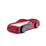 Letto auto bambini, finitura laccato rosso